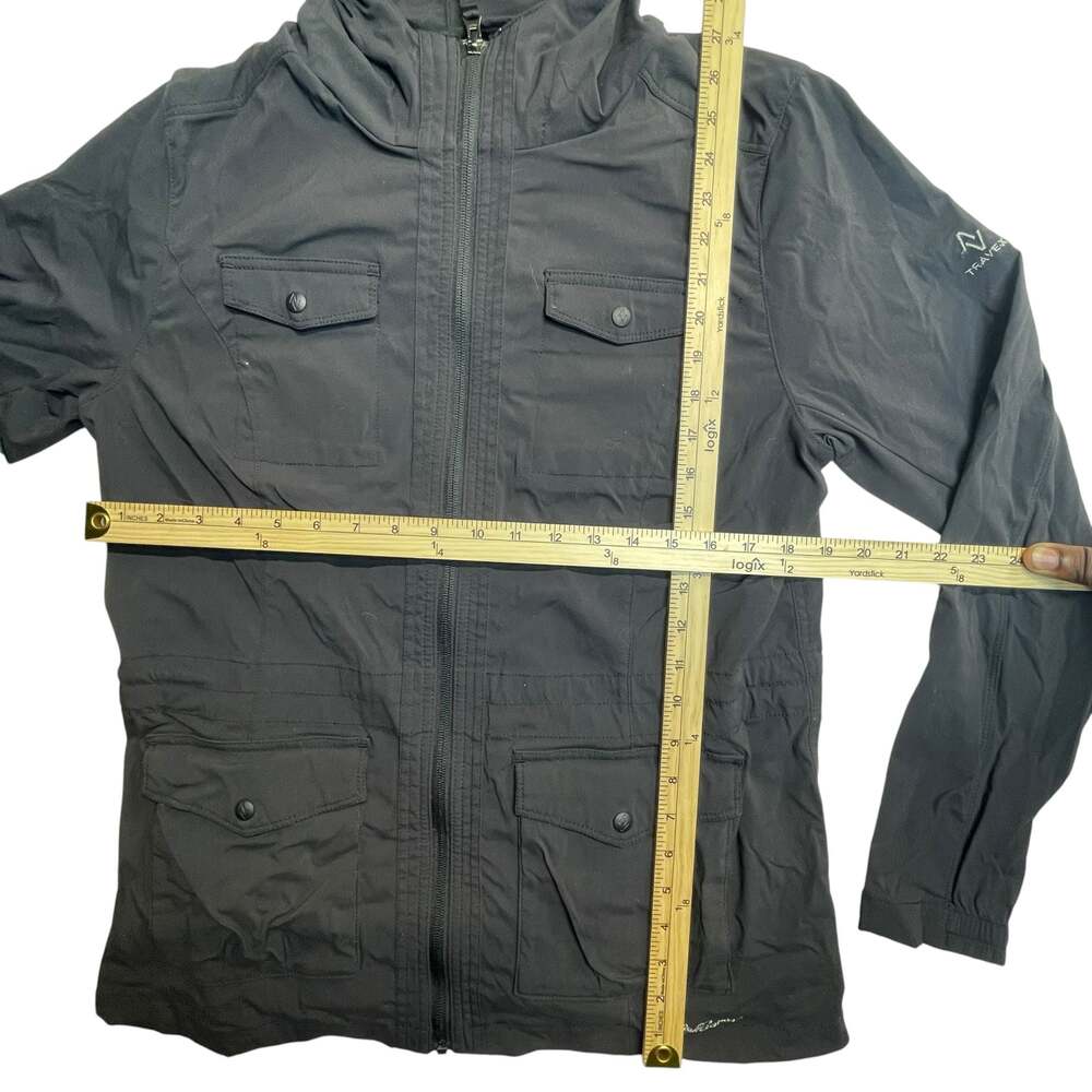Eddie Bauer Travex Women’s Large Black Hooded Utility Jacket Lightweight - Picture 2 of 7